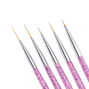 2 PCS 5 in 1 7/9/11/15 / 20mm Nail Art Draw Line Pen Nails Painted Brush