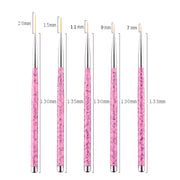 2 PCS 5 in 1 7/9/11/15 / 20mm Nail Art Draw Line Pen Nails Painted Brush