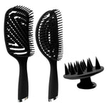 Set di pettini per capelli ricci in plastica 3 in 1, pettine per zanzare da massaggio cavo, 3 in 1 Pink, 3 in 1 Green, 3 in 1 Black, 3 in 1 Blue