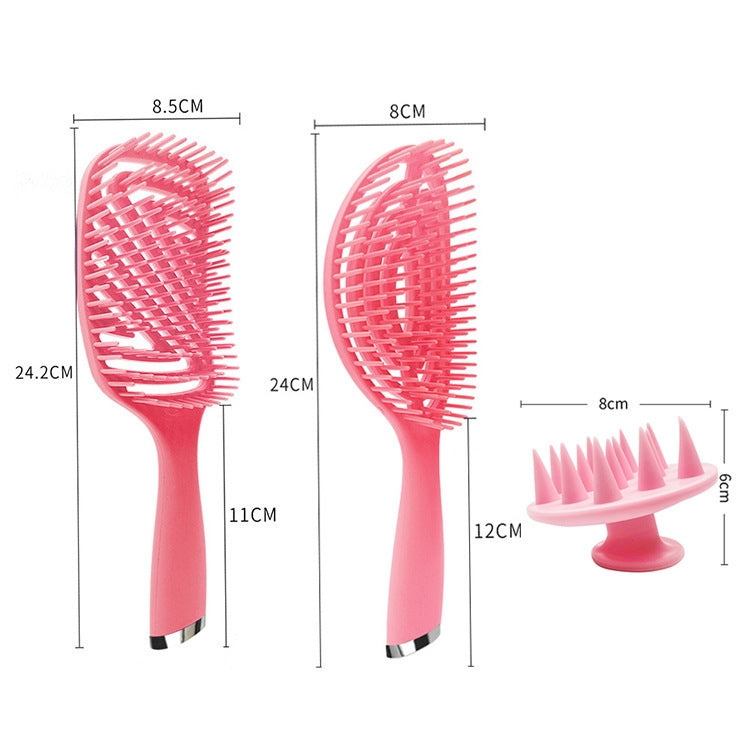 Set di pettini per capelli ricci in plastica 3 in 1, pettine per zanzare da massaggio cavo, 3 in 1 Pink, 3 in 1 Green, 3 in 1 Black, 3 in 1 Blue