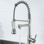 Rubinetto per acqua calda e fredda da cucina girevole con rubinetto a molla a doppia uscita spazzolato in rame e nichel, Brushed Silver
