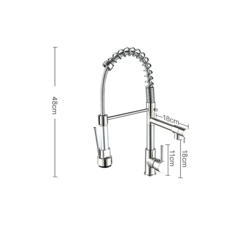 Rubinetto per acqua calda e fredda da cucina girevole con rubinetto a molla a doppia uscita spazzolato in rame e nichel, Brushed Silver