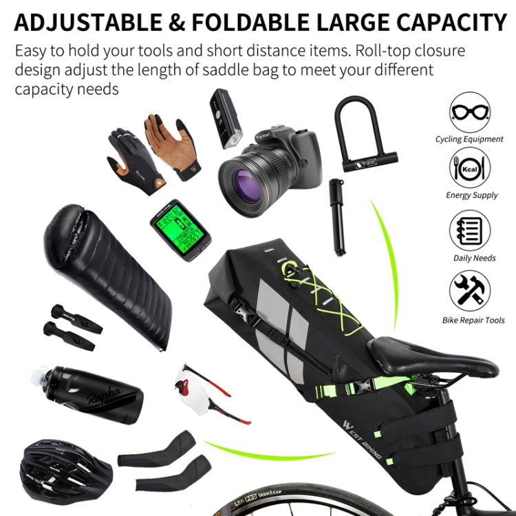 Borsa per bicicletta West Biking Borsa posteriore riflettente completamente impermeabile Borsa per sedile posteriore con capacità per lunghe distanze, 10L, 17L
