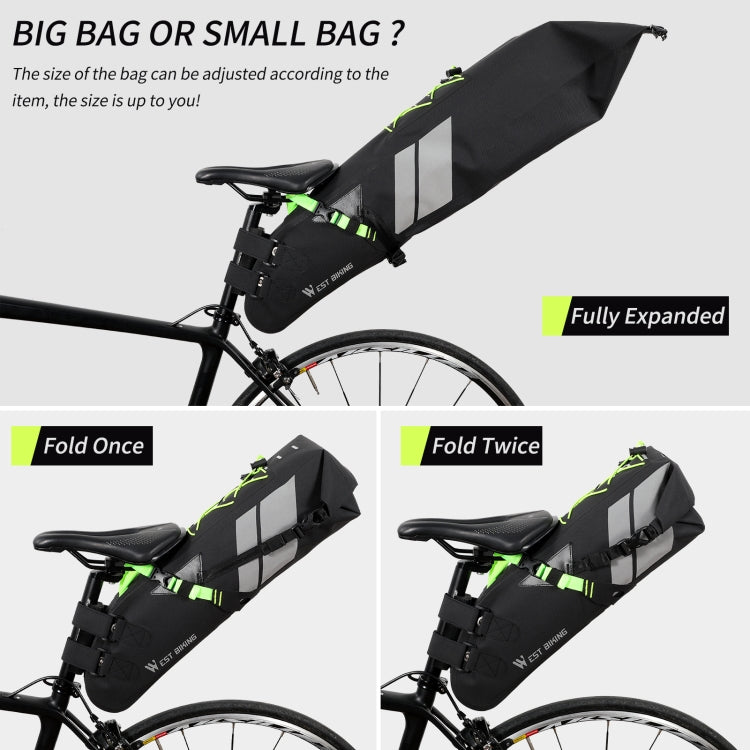 Borsa per bicicletta West Biking Borsa posteriore riflettente completamente impermeabile Borsa per sedile posteriore con capacità per lunghe distanze, 10L, 17L