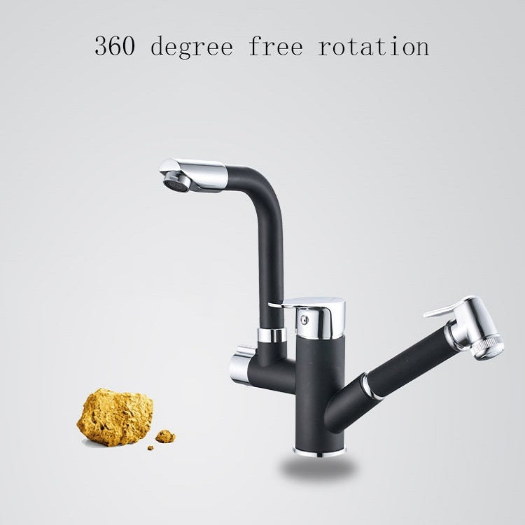 Rubinetto per acqua calda e fredda con doppio rubinetto estraibile da cucina, Wheel Bending Pull, Round Spray Pull, Cube Spray Pull, Round Universal Distortion, Cube Universal Distortion
