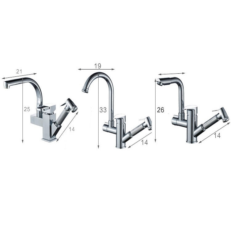 Rubinetto per acqua calda e fredda con doppio rubinetto estraibile da cucina, Wheel Bending Pull, Round Spray Pull, Cube Spray Pull, Round Universal Distortion, Cube Universal Distortion