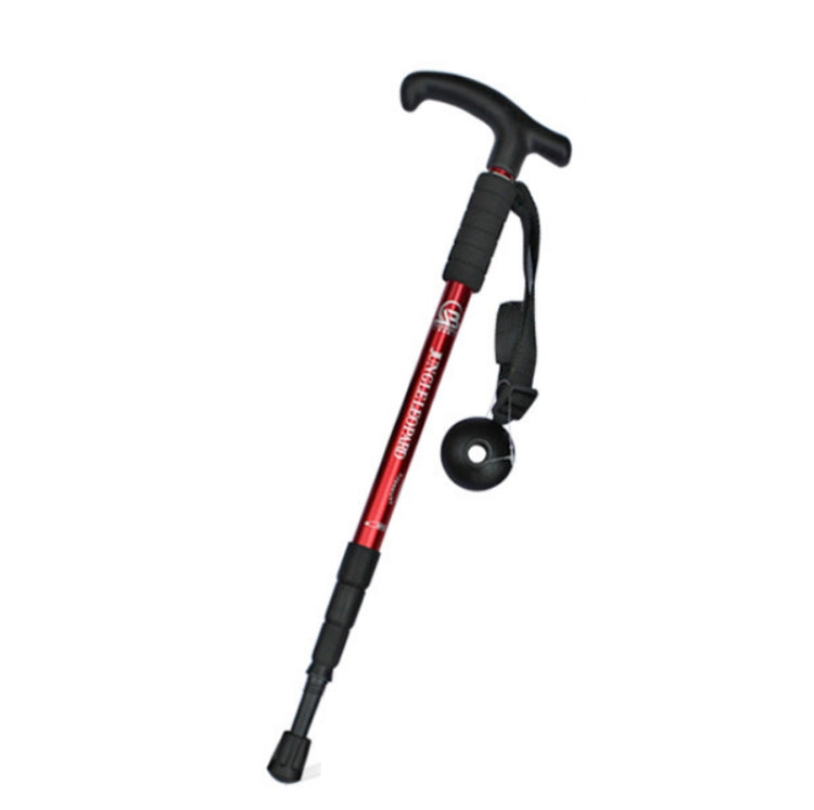 Bastone da trekking in lega di alluminio con manico curvo a quattro sezioni JUNGLELEOPARD, Red#52-110cm, Black#52-110cm, Blue#52-110cm, Silver White#52-110cm