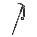 Bastone da trekking in lega di alluminio con manico curvo a quattro sezioni JUNGLELEOPARD, Red#52-110cm, Black#52-110cm, Blue#52-110cm, Silver White#52-110cm