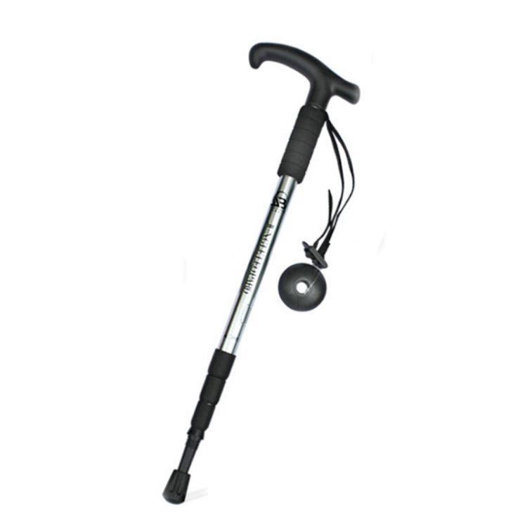 Bastone da trekking in lega di alluminio con manico curvo a quattro sezioni JUNGLELEOPARD, Red#52-110cm, Black#52-110cm, Blue#52-110cm, Silver White#52-110cm