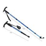 Bastone da trekking in lega di alluminio con manico curvo a quattro sezioni JUNGLELEOPARD, Red#52-110cm, Black#52-110cm, Blue#52-110cm, Silver White#52-110cm