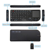 Mini mouse e tastiera wireless A8 con tastiera touchpad laser, English White Backlight, English Colorful Backlight