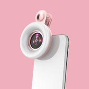 Luce anello selfie con obiettivo macro per smartphone Pink Black