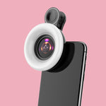 Luce anello selfie con obiettivo macro per smartphone