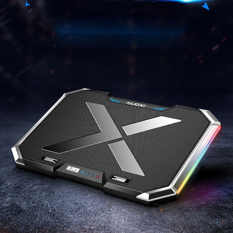 NUOXI Q8 Notebook Radiatore Schermo LCD Pulsante controllabile RBG Luminescenza Base di raffreddamento del computer