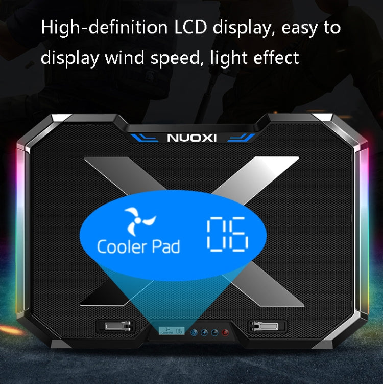 NUOXI Q8 Notebook Radiatore Schermo LCD Pulsante controllabile RBG Luminescenza Base di raffreddamento del computer