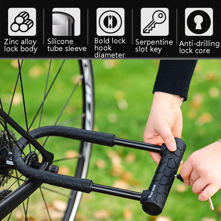 WEST BIKING Lucchetto per bicicletta Lucchetto antifurto per auto elettrica per moto, Long U-shaped Lock, Long U-shaped Lock+Cable