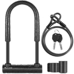 WEST BIKING Lucchetto per bicicletta Lucchetto antifurto per auto elettrica per moto, Long U-shaped Lock, Long U-shaped Lock+Cable