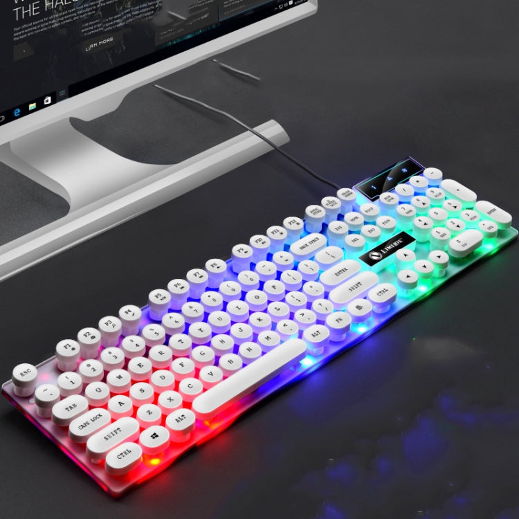 LIMEIDE GTX300 Tastiera mouse cablata USB con cappuccio rotondo retrò da 104 tasti, lunghezza cavo: 1,4 m, Punk Single Keyboard White, Punk Single Keyboard  Black, Punk Set White, Punk Set Black