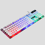 LIMEIDE GTX300 Tastiera mouse cablata USB con cappuccio rotondo retrò da 104 tasti, lunghezza cavo: 1,4 m, Punk Single Keyboard White, Punk Single Keyboard  Black, Punk Set White, Punk Set Black