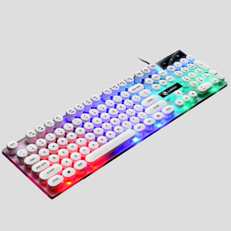 LIMEIDE GTX300 Tastiera mouse cablata USB con cappuccio rotondo retrò da 104 tasti, lunghezza cavo: 1,4 m, Punk Single Keyboard White, Punk Single Keyboard  Black, Punk Set White, Punk Set Black