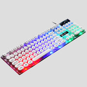 LIMEIDE GTX300 Tastiera mouse cablata USB con cappuccio rotondo retrò da 104 tasti, lunghezza cavo: 1,4 m, Punk Single Keyboard White, Punk Single Keyboard  Black, Punk Set White, Punk Set Black