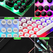 LIMEIDE GTX300 Tastiera mouse cablata USB con cappuccio rotondo retrò da 104 tasti, lunghezza cavo: 1,4 m, Punk Single Keyboard White, Punk Single Keyboard  Black, Punk Set White, Punk Set Black