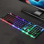 LIMEIDE GTX300 Tastiera mouse cablata USB con cappuccio rotondo retrò da 104 tasti, lunghezza cavo: 1,4 m, Punk Single Keyboard White, Punk Single Keyboard  Black, Punk Set White, Punk Set Black