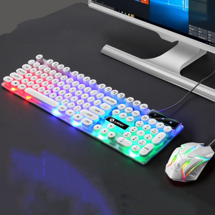 LIMEIDE GTX300 Tastiera mouse cablata USB con cappuccio rotondo retrò da 104 tasti, lunghezza cavo: 1,4 m, Punk Single Keyboard White, Punk Single Keyboard  Black, Punk Set White, Punk Set Black