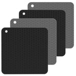 Cuscinetto isolante termico per portavasi in silicone da cucina con geometria da 2 pezzi, Square(Gray), Round(Gray), Square(Black), Round(Black)