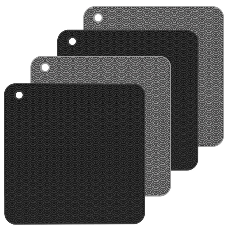 Cuscinetto isolante termico per portavasi in silicone da cucina con geometria da 2 pezzi, Square(Gray), Round(Gray), Square(Black), Round(Black)