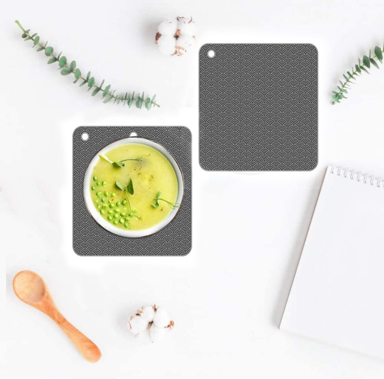 Cuscinetto isolante termico per portavasi in silicone da cucina con geometria da 2 pezzi, Square(Gray), Round(Gray), Square(Black), Round(Black)
