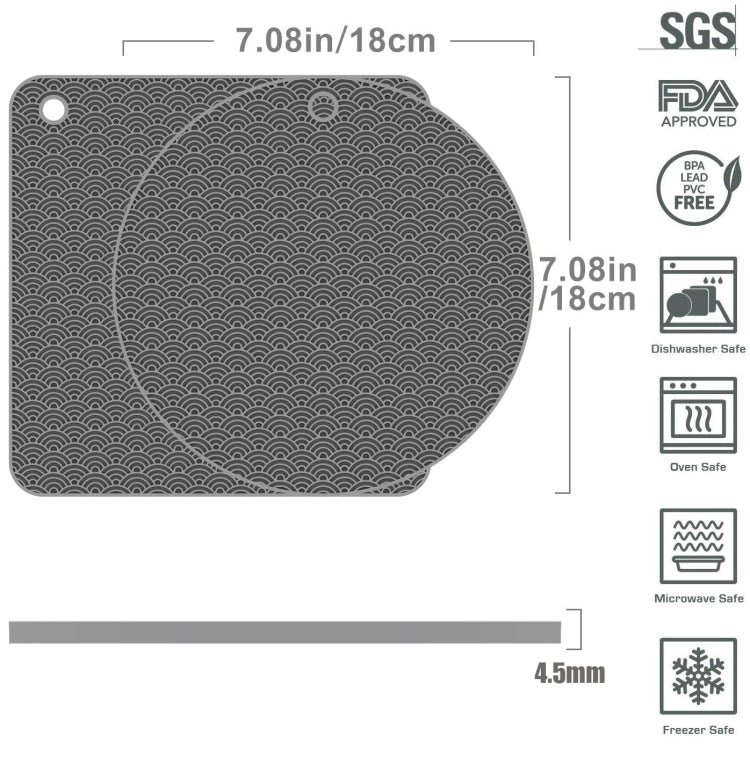 Cuscinetto isolante termico per portavasi in silicone da cucina con geometria da 2 pezzi, Square(Gray), Round(Gray), Square(Black), Round(Black)