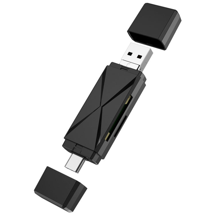 YH-109 SD/TF/Type-C/Micro USB/USB Computer PC Telefono cellulare Lettore di schede OTG