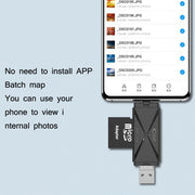 YH-109 SD/TF/Type-C/Micro USB/USB Computer PC Telefono cellulare Lettore di schede OTG
