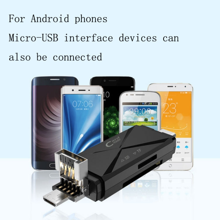 YH-109 SD/TF/Type-C/Micro USB/USB Computer PC Telefono cellulare Lettore di schede OTG