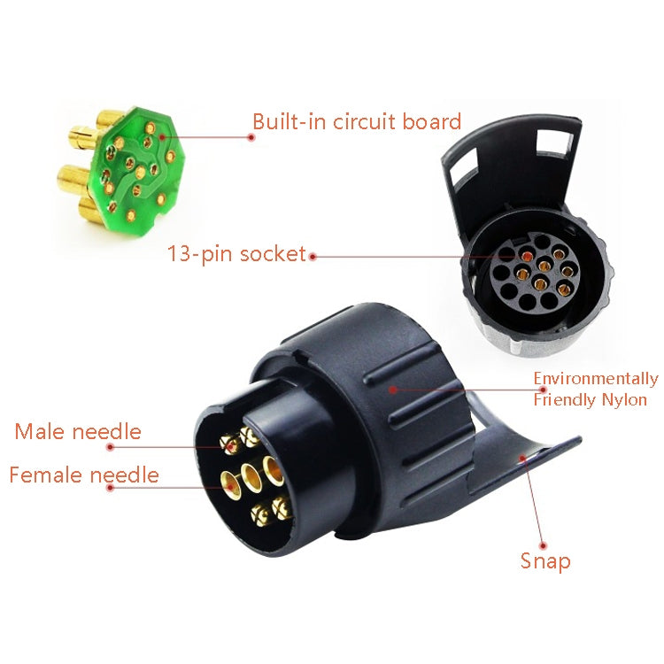 TS170E-Z 12V Resistenza per auto Presa per rimorchio Presa per rimorchio Tester Connettore Registratore con 2 teste di conversione Spina europea, TS170E-Z