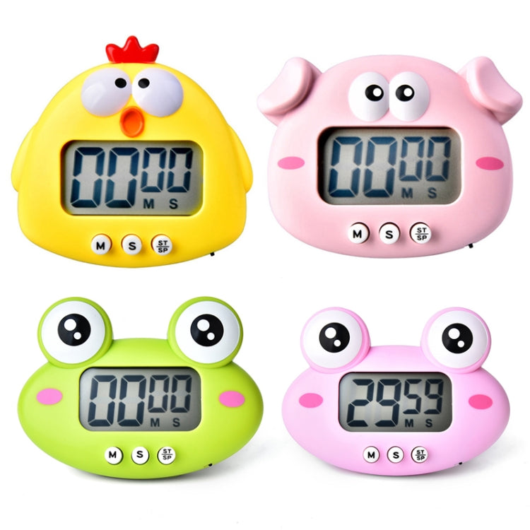 2 pezzi da cucina, cottura, cartone animato, animale, timer elettronico, sveglia, timer per l'apprendimento degli studenti, Pink Pig, Yellow Chicken, Green Frog, Pink Frog