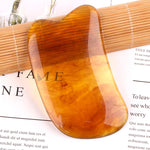 10 fogli in resina per raschiare il massaggio del tendine del viso, bastone per salone di bellezza, bordo per rasatura, penna per agopuntura, Amber Ingot Board, Amber Fish Plate, Amber Relaxing Stick, Amber Point Stick, Amber Meridiary Comb            ...
