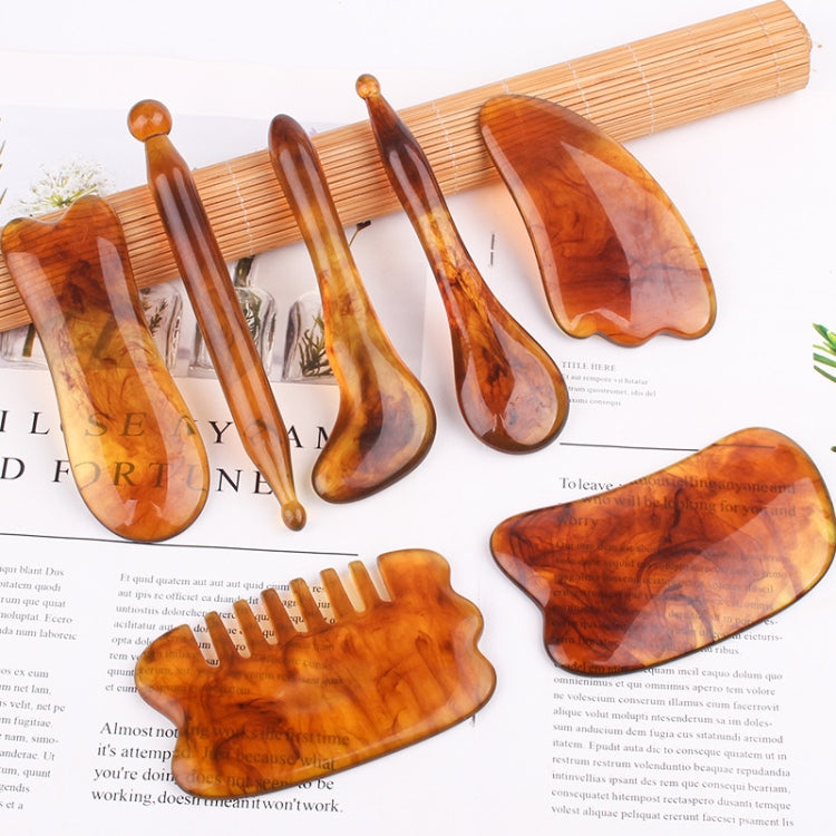10 fogli in resina per raschiare il massaggio del tendine del viso, bastone per salone di bellezza, bordo per rasatura, penna per agopuntura, Amber Ingot Board, Amber Fish Plate, Amber Relaxing Stick, Amber Point Stick, Amber Meridiary Comb            ...