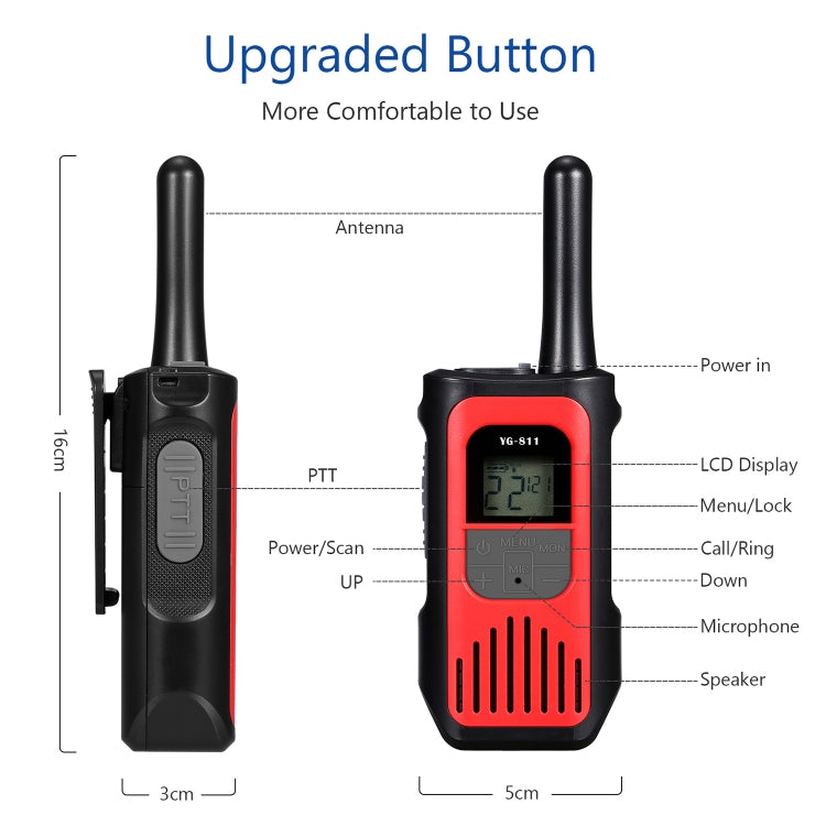 1 Pair YG-811 0.5W Portable Wireless Walkie Talkie for Kids Random Colour Delivery, Random Colour Delivery