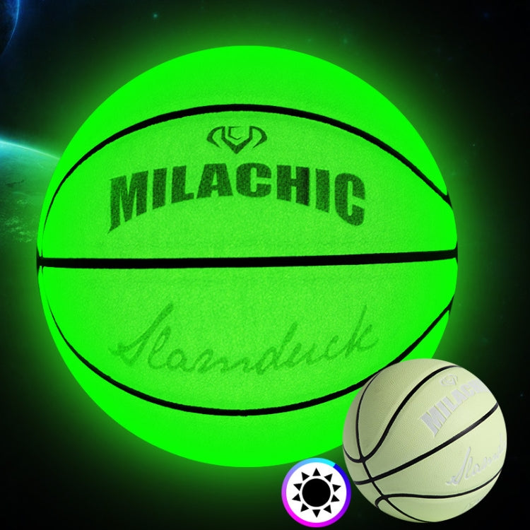 Pallone da basket riflettente olografico verde fluorescente numero 7 MILACHIC, Fluorescent Green