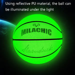 Pallone da basket riflettente olografico verde fluorescente numero 7 MILACHIC, Fluorescent Green