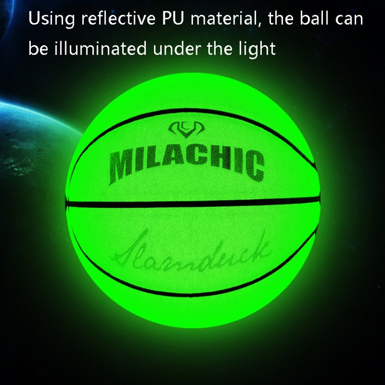 Pallone da basket riflettente olografico verde fluorescente numero 7 MILACHIC, Fluorescent Green