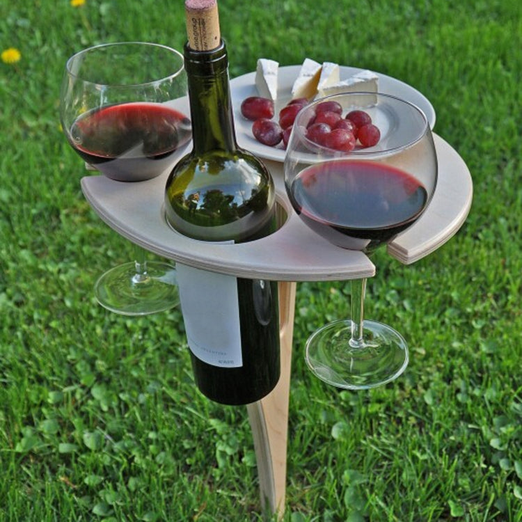 Portabottiglie pieghevole per prato in legno Portabottiglie inserito Portabottiglie da picnic all'aperto Tavolo pieghevole, 20cm