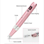 Strumento di bellezza per la rimozione delle lentiggini con microaghi importato nano elettrico microcristallino, Rlectric Microneedle (Pink), Display Microneedle (Pink)