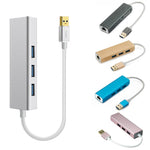 Hub USB 3.0 con 3 porte e porta RJ45 Ethernet