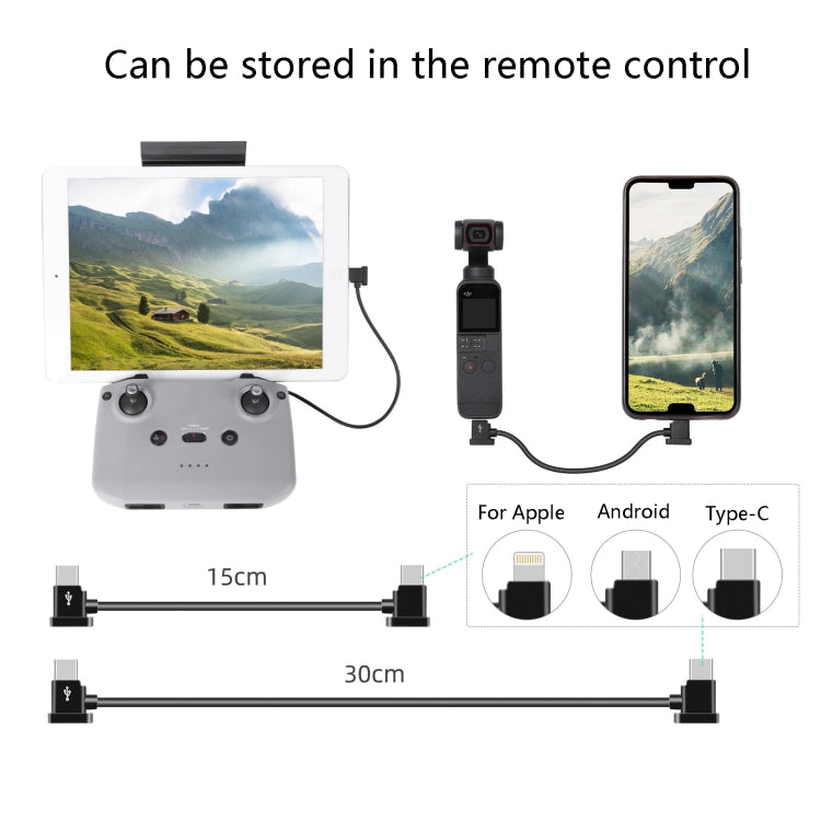 Sunnylife TY-X9304 Adatto per DJI Mavic Air 2S / DJI FPV Occhiali da volo V2 / Mavic Mini2 / Osmo Pocket 2 Cavo tablet per telefono cellulare, 15cm Type-C to 8 Pin Cable, 15cm Type-C to Micro USB  Cable, 15cm Type-C to Type-C Cable                     ...