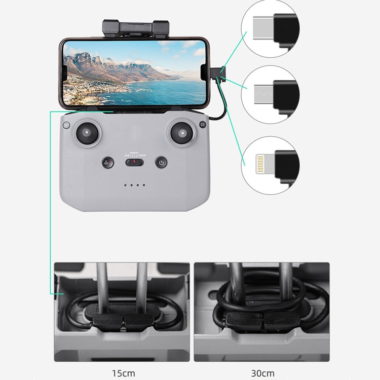 Sunnylife TY-X9304 Adatto per DJI Mavic Air 2S / DJI FPV Occhiali da volo V2 / Mavic Mini2 / Osmo Pocket 2 Cavo tablet per telefono cellulare, 15cm Type-C to 8 Pin Cable, 15cm Type-C to Micro USB  Cable, 15cm Type-C to Type-C Cable                     ...