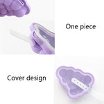 Stampo per gelato per ghiaccioli in silicone per uso domestico da 3 pezzi con coperchio, Grape, Strawberry, Flying Saucer, Rocket, Strawberry + Grape, Flying Saucer + Rocket