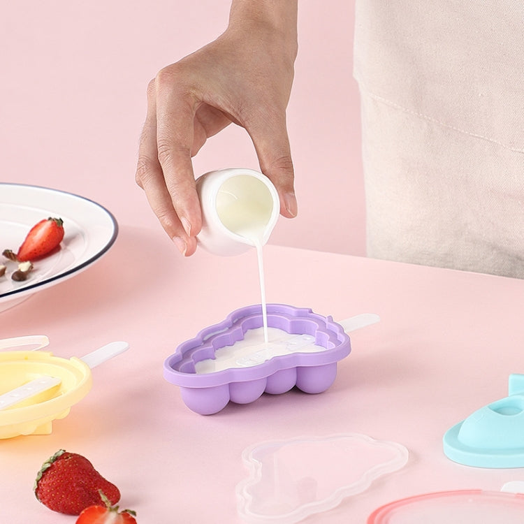 Stampo per gelato per ghiaccioli in silicone per uso domestico da 3 pezzi con coperchio, Grape, Strawberry, Flying Saucer, Rocket, Strawberry + Grape, Flying Saucer + Rocket